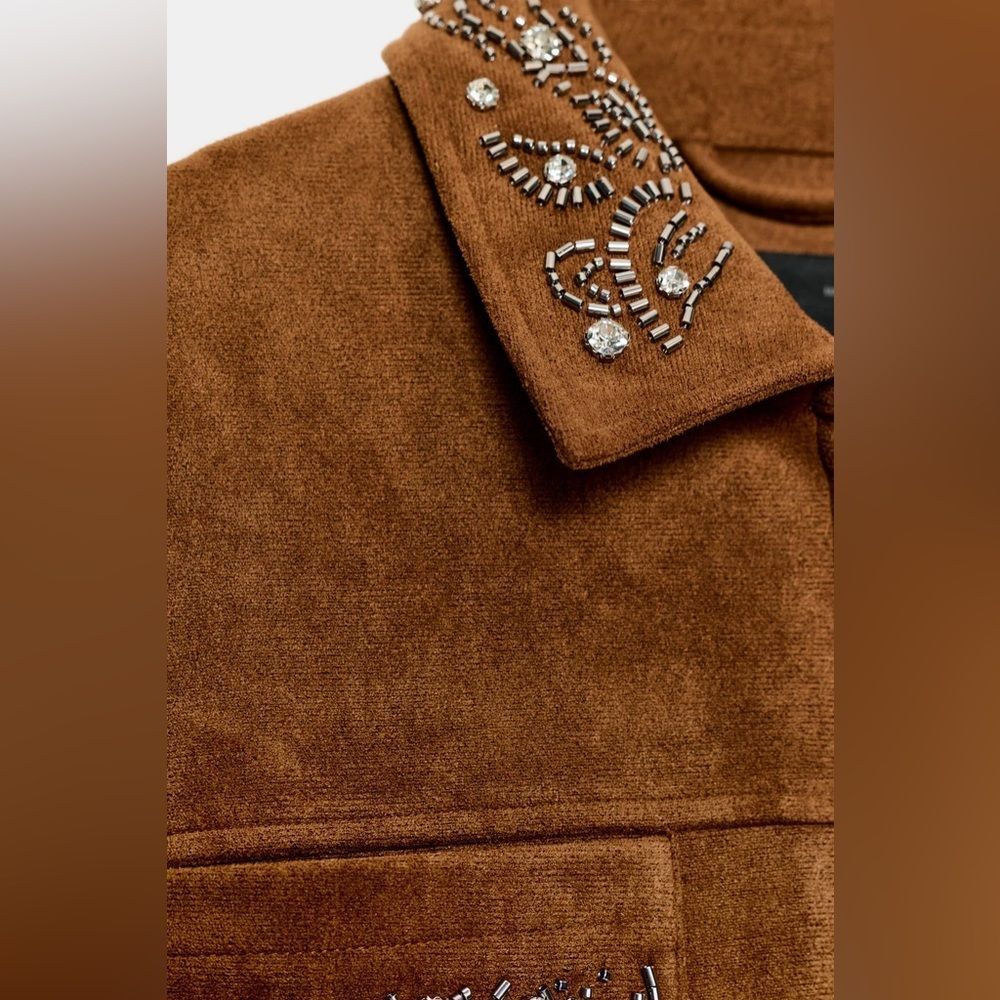 ZARA SUEDE STUDDED JACKET - Picture 7 of 9